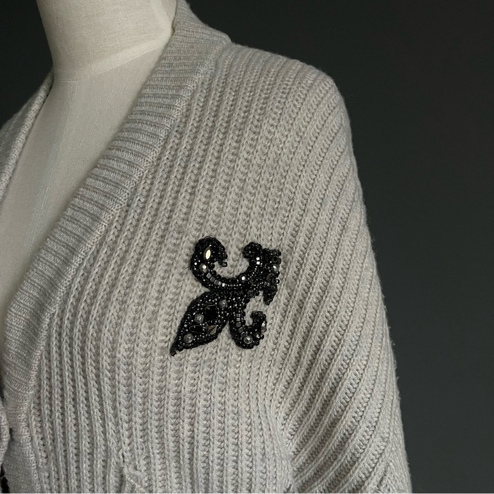 The Kooples Wool Cashmere Cardigan Crest Patch Ov… - image 3